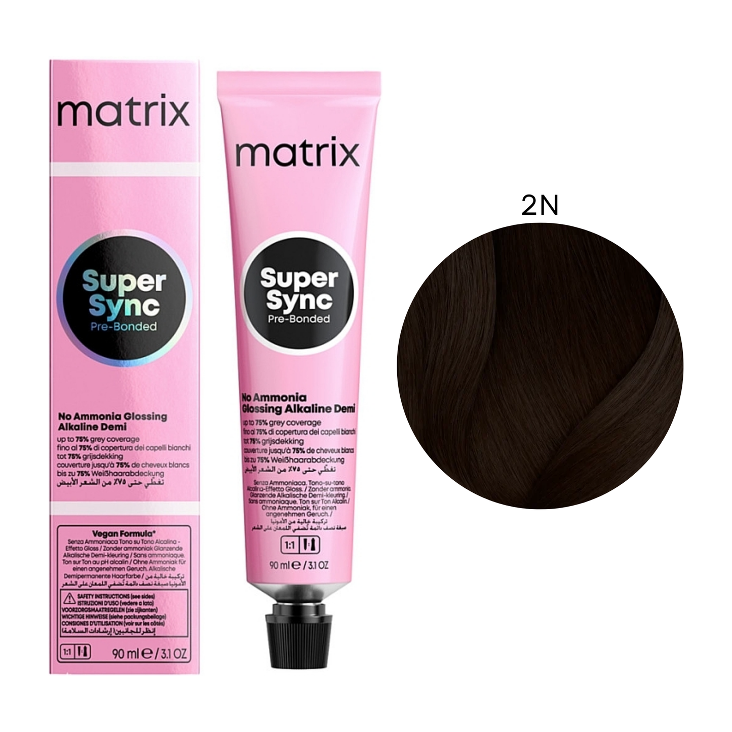 Тонер безаміачний для волосся Super Sync Pre-Bonded Matrix 2N 90 мл