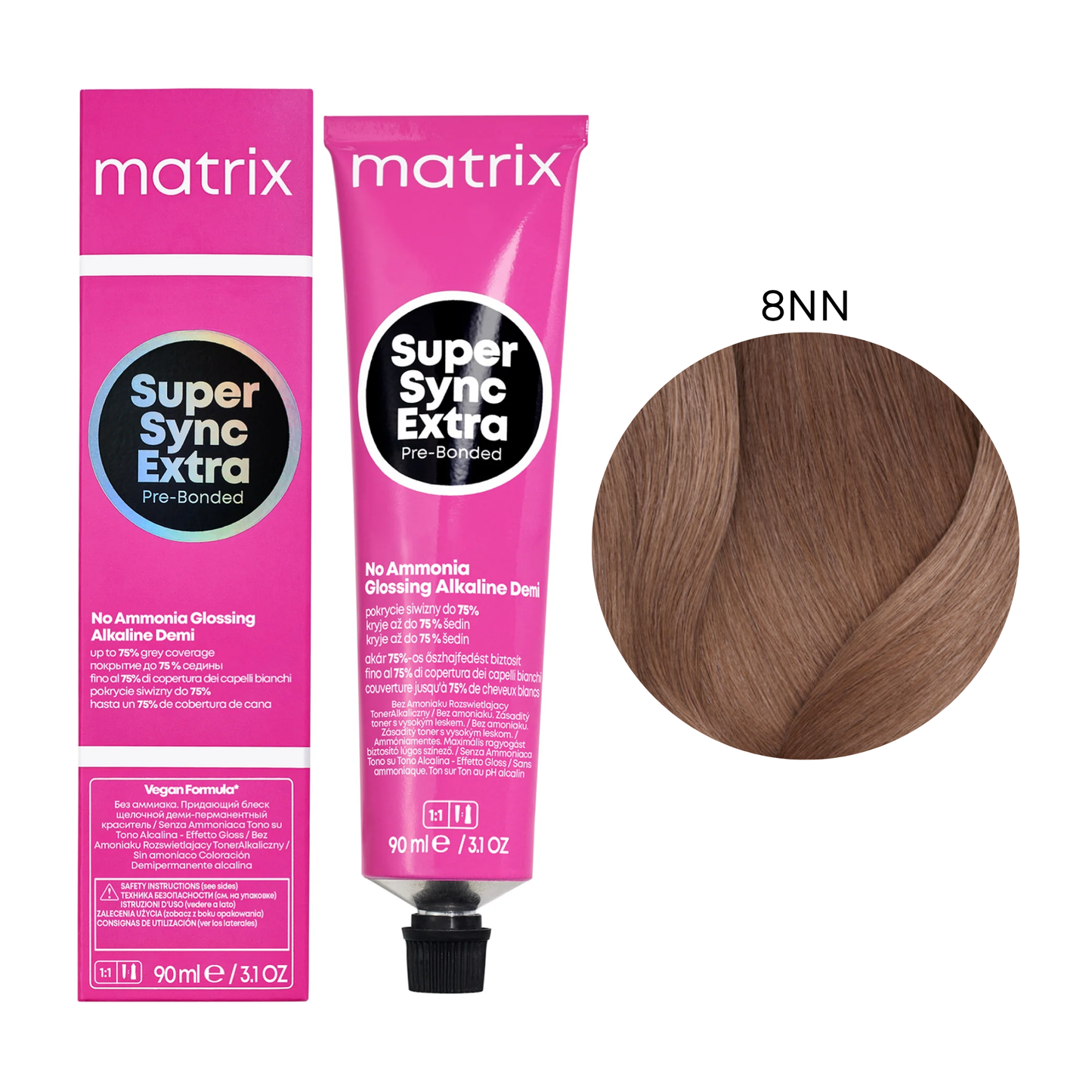 Тонер безаміачний для волосся Super Sync Extra Pre-Bonded Matrix 8NN 90 мл