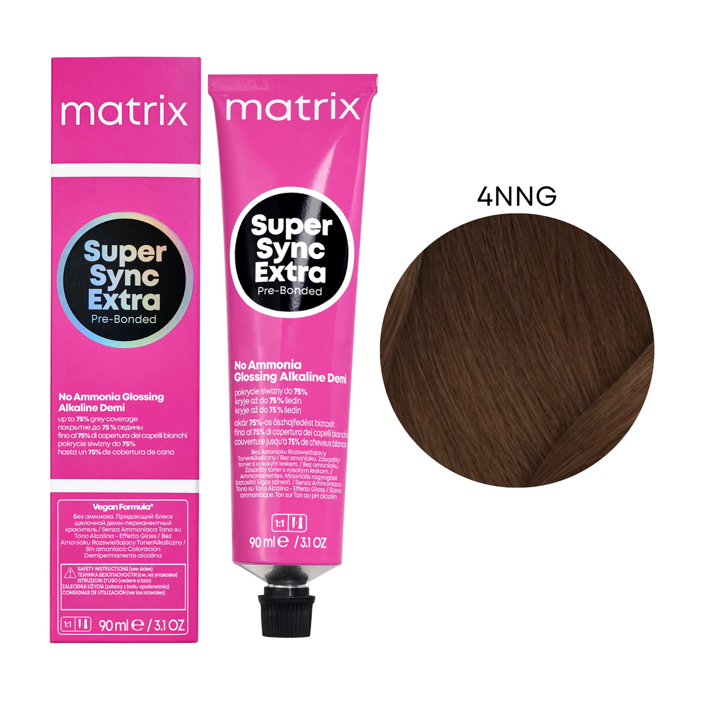 Тонер безаміачний для волосся Super Sync Extra Pre-Bonded Matrix 4NNG 90 мл