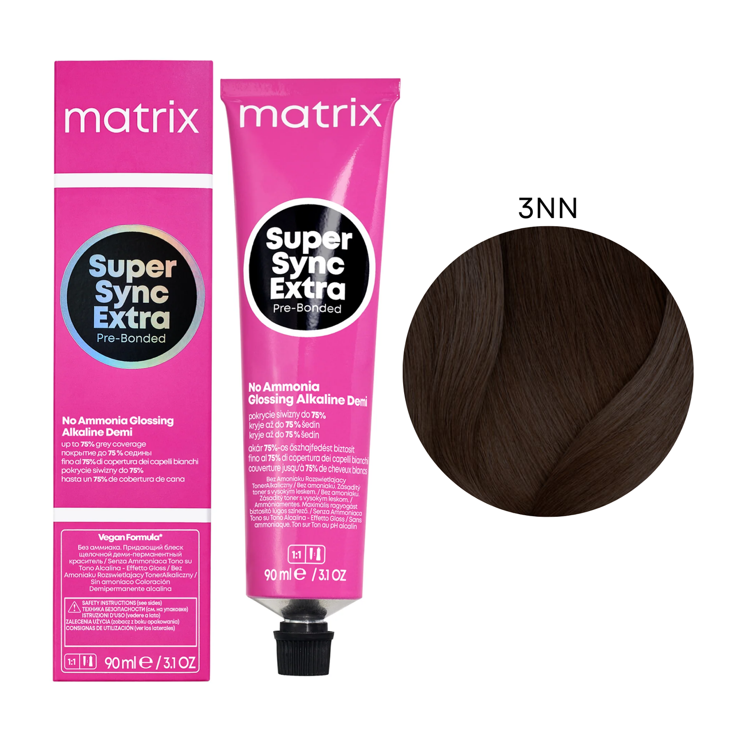 Тонер безаміачний для волосся Super Sync Extra Pre-Bonded Matrix 3NN 90 мл