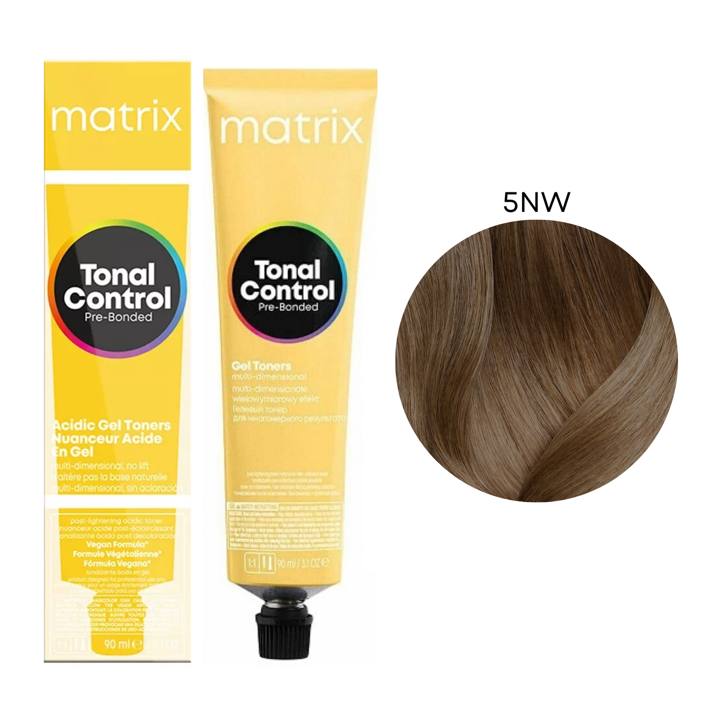 Тонер для волосся на кислій основі Tonal Color Pre-Bonded Acidic Gel Toner Matrix 5NW 90 мл