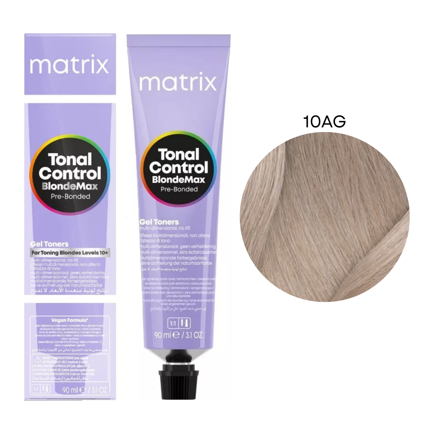 Тонер гелевий для волосся на кислій основі Tonal Control Blonde Max Pre-Bonded Gel Toner Matrix 10AG 90 мл