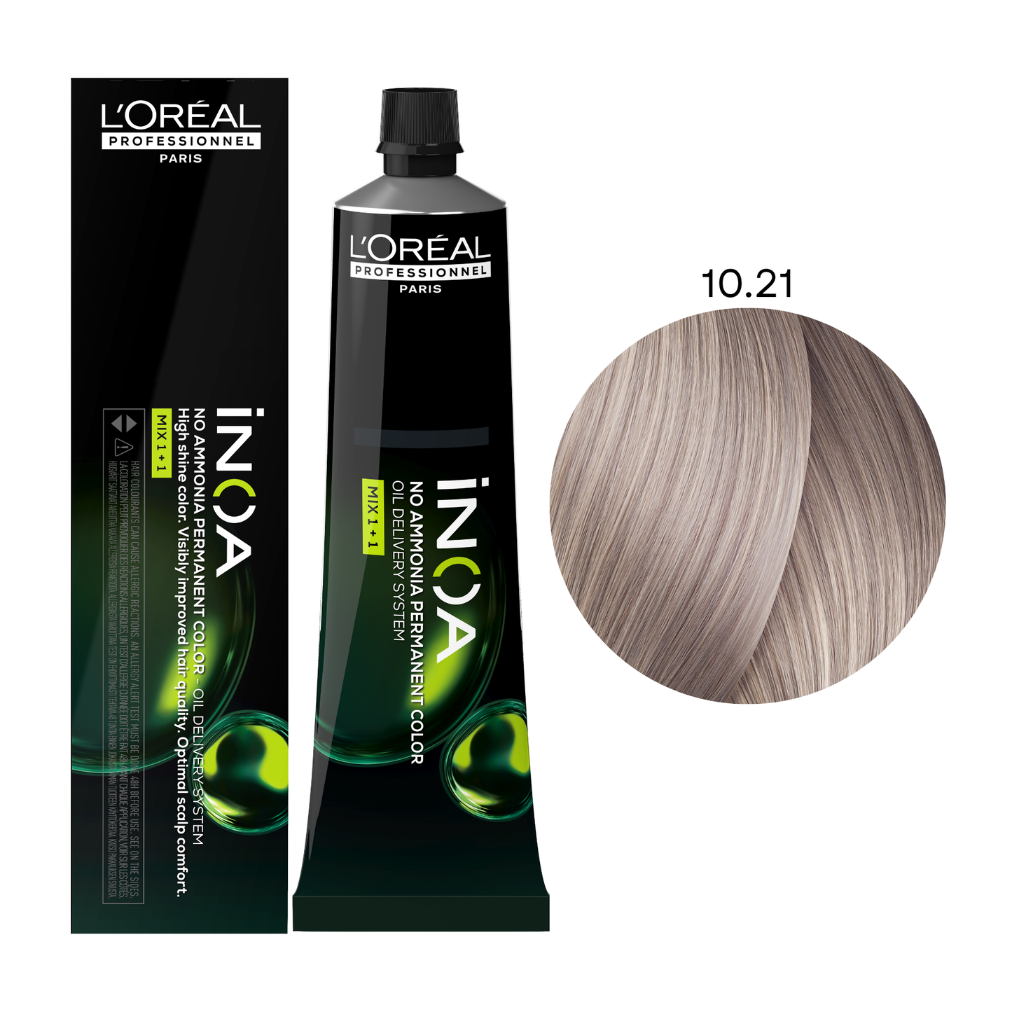 Крем-фарба для волосся без аміаку Inoa Mix 1+1 L'Oreal Professionnel №10.21 Дуже яскравий перламутровий блонд попелястий 60 мл