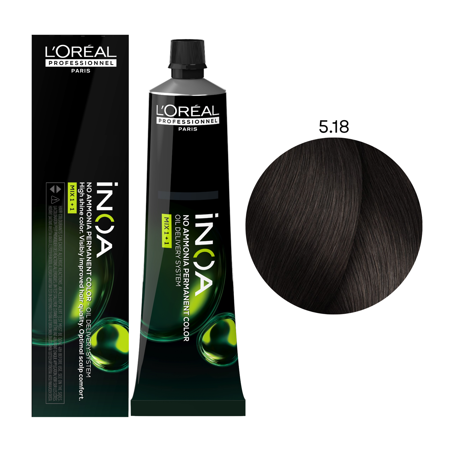Крем-фарба для волосся без аміаку Inoa Mix 1+1 L'Oreal Professionnel №5.18 Світлий шатен попелястий мокко 60 мл