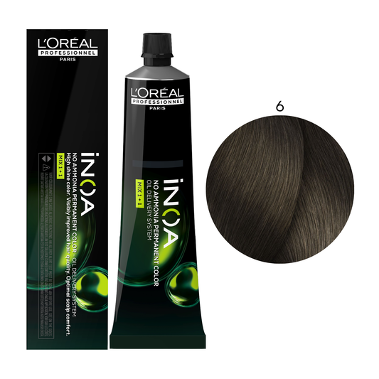 Крем-фарба для волосся без аміаку Inoa Mix 1+1 L'Oreal Professionnel №6 Натуральний темний блонд 60 мл