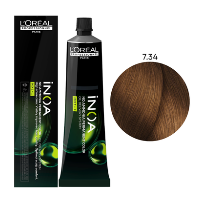 Крем-фарба для волосся без аміаку Inoa Mix 1+1 L'Oreal Professionnel №7.34 Блондин золотисто-мідний 60 мл