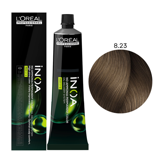 Крем-фарба для волосся без аміаку Inoa Mix 1+1 L'Oreal Professionnel №8.23 Світлий блондин перламутрово-золотистий 60 мл