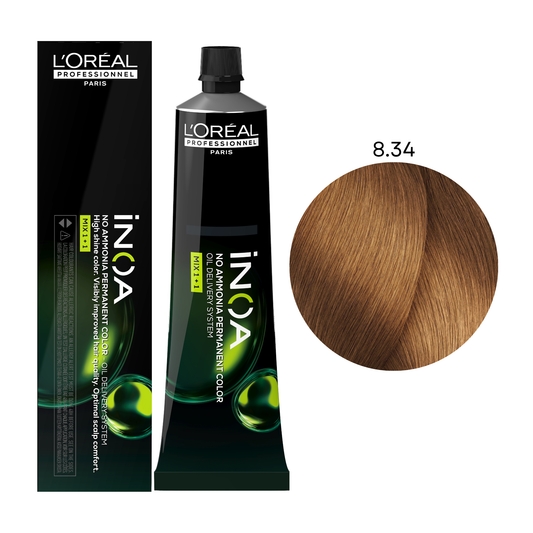 Крем-фарба для волосся без аміаку Inoa Mix 1+1 L'Oreal Professionnel №8.34 Світлий блонд золотисто-мідний 60 мл