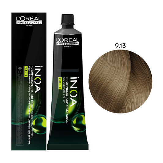Крем-фарба для волосся без аміаку Inoa Mix 1+1 L'Oreal Professionnel №9.13 Дуже світлий блонд попелясто-золотистий 60 мл