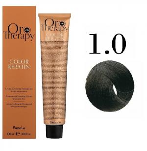 Безаммиачная крем-краска для волос Fanola Oro Therapy №1/0 Black 100 мл - 00-00000198