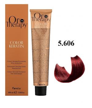 Безаммиачная крем-краска для волос Fanola Oro Therapy №5/606 Light chestnut warm red 100 мл - 00-00003083