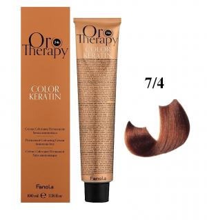 Безаміачна крем-фарба для волосся Fanola Oro Therapy №7/4 Medium Blonde Copper 100 мл - 00-00003102