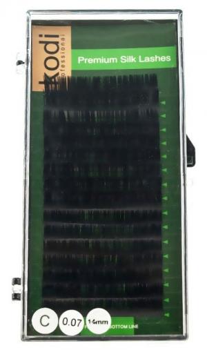Вії для нарощення, чорні Kodi Professional Green №C.0.07 16 рядів: 14 мм - 00-00011460